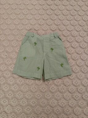 Florence Eiseman Green and White Striped Shorts w/Embroidered Frogs